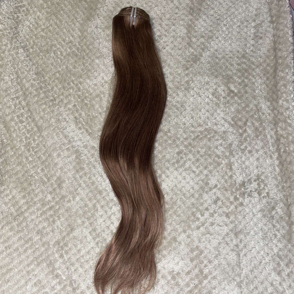 Flowery star 240g clip in human hair extensions chestnut brown #6 22”